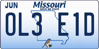 MO license plate OL3E1D