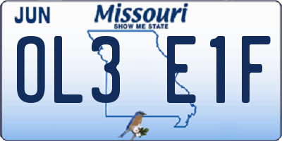MO license plate OL3E1F