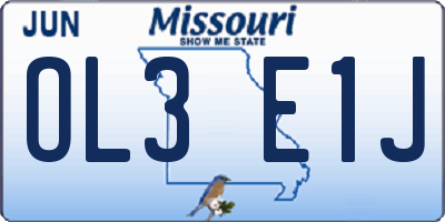 MO license plate OL3E1J