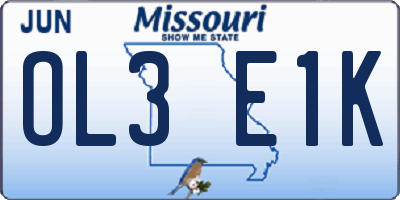 MO license plate OL3E1K