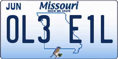MO license plate OL3E1L