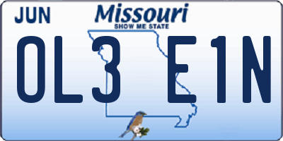 MO license plate OL3E1N