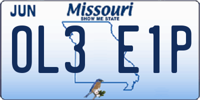 MO license plate OL3E1P