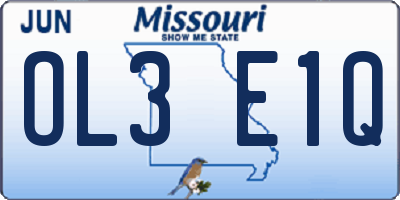MO license plate OL3E1Q