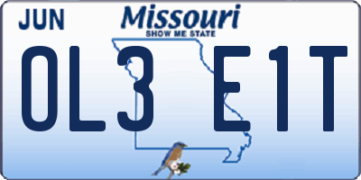 MO license plate OL3E1T
