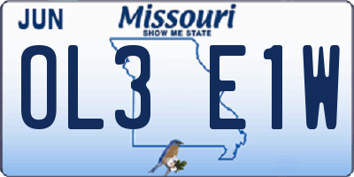 MO license plate OL3E1W