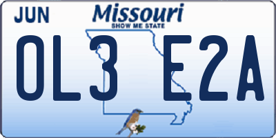 MO license plate OL3E2A