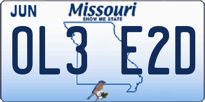 MO license plate OL3E2D
