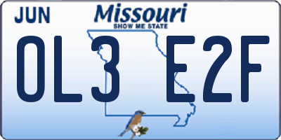 MO license plate OL3E2F