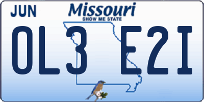 MO license plate OL3E2I