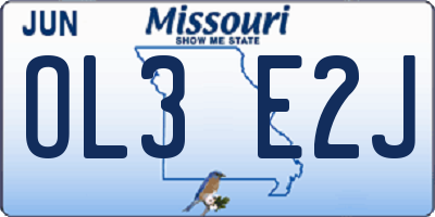 MO license plate OL3E2J