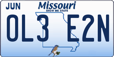 MO license plate OL3E2N