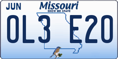 MO license plate OL3E2O