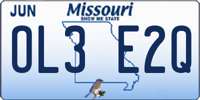 MO license plate OL3E2Q