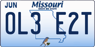 MO license plate OL3E2T