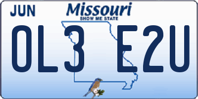 MO license plate OL3E2U