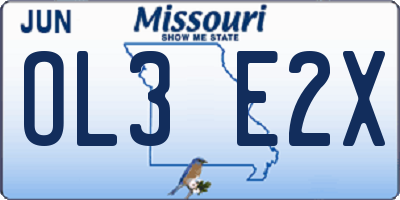 MO license plate OL3E2X