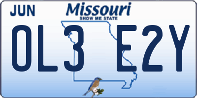 MO license plate OL3E2Y