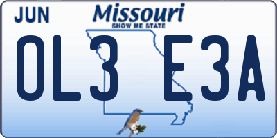 MO license plate OL3E3A