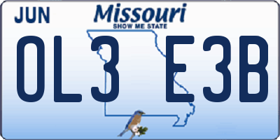 MO license plate OL3E3B