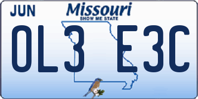 MO license plate OL3E3C