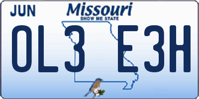 MO license plate OL3E3H
