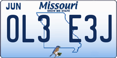 MO license plate OL3E3J