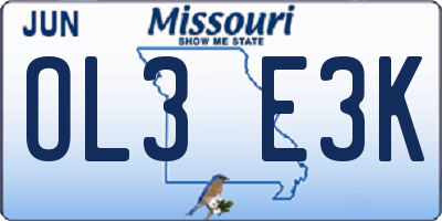 MO license plate OL3E3K