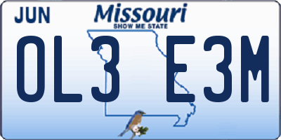 MO license plate OL3E3M