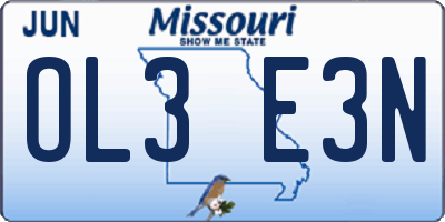 MO license plate OL3E3N