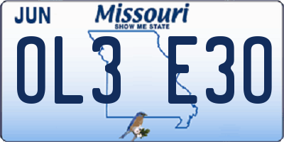 MO license plate OL3E3O