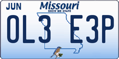MO license plate OL3E3P