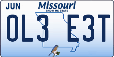 MO license plate OL3E3T