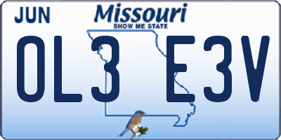 MO license plate OL3E3V