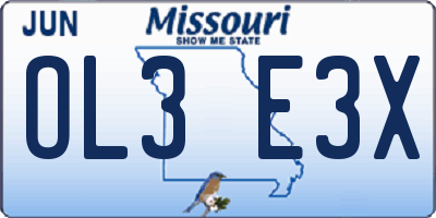 MO license plate OL3E3X