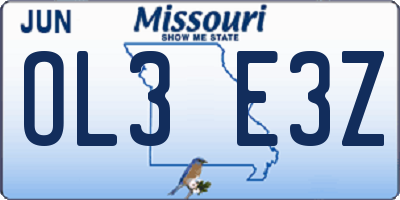 MO license plate OL3E3Z
