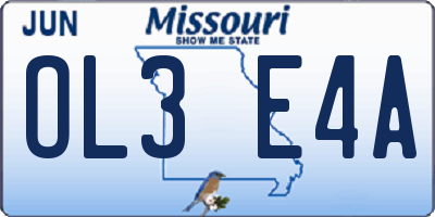 MO license plate OL3E4A