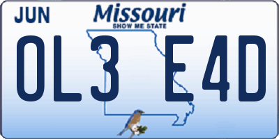 MO license plate OL3E4D