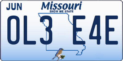 MO license plate OL3E4E