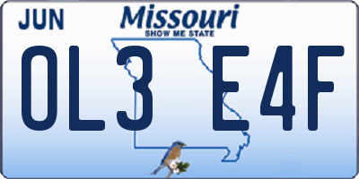 MO license plate OL3E4F