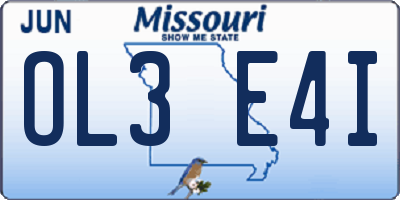 MO license plate OL3E4I