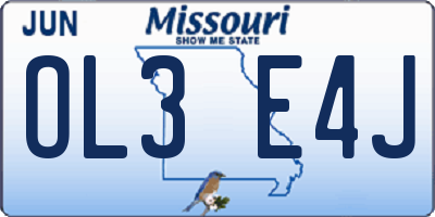 MO license plate OL3E4J