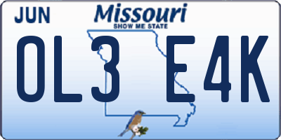 MO license plate OL3E4K
