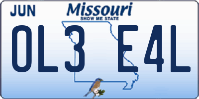 MO license plate OL3E4L