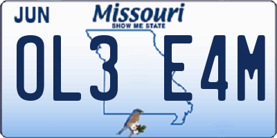 MO license plate OL3E4M