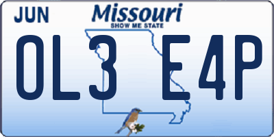 MO license plate OL3E4P