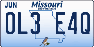 MO license plate OL3E4Q