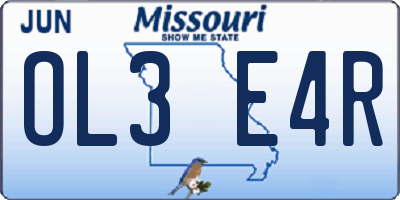 MO license plate OL3E4R