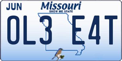 MO license plate OL3E4T
