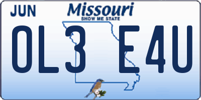 MO license plate OL3E4U